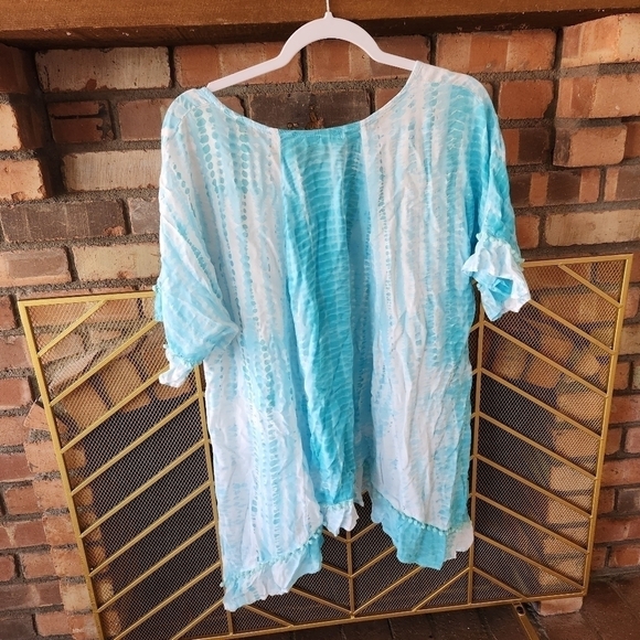 BU Tiki Maxi Blue Soft Swimsuit Cover Up. Size S/M - Picture 9 of 10